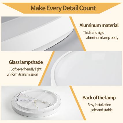 Brilagi - Luminária de teto LED dimerizável GLASS POOL DOUBLE LED/48W/230V 3000-6000K 40 cm branca + controlo remoto