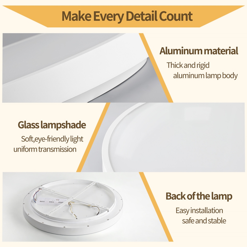 Brilagi - Luminária de teto LED dimerizável GLASS POOL DOUBLE LED/48W/230V 3000-6000K 40 cm branca + controlo remoto