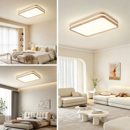 BRILAGI - Candeeiro de tecto LED regulável MOLINA SQUARE LED/54W/230V 3000-6000K carvalho 60x40 cm + comando remoto