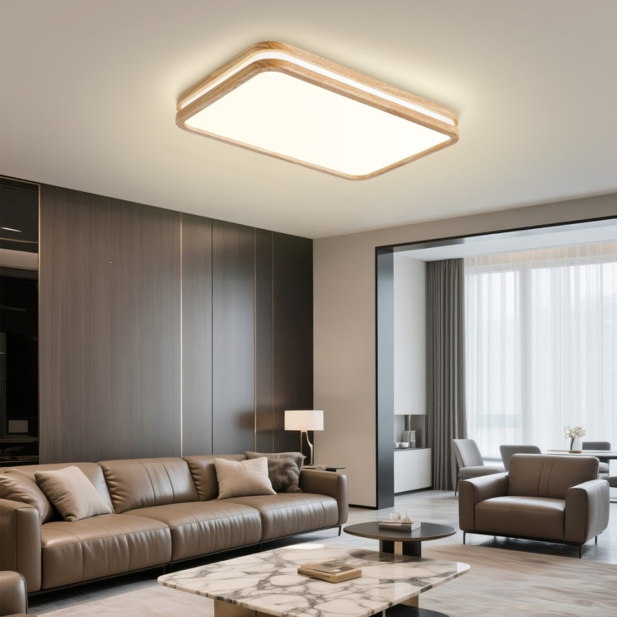 BRILAGI - Candeeiro de tecto LED regulável MOLINA SQUARE LED/54W/230V 3000-6000K carvalho 60x40 cm + comando remoto