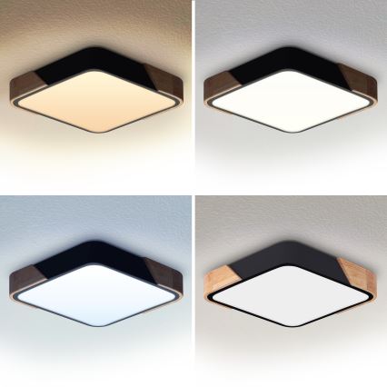 Brilagi - Candeeiro de tecto LED dimerizável PILANA LED/48W/230V 3000-6500K carvalho/preto 42x42 cm + controlo remoto