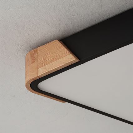 Brilagi - Candeeiro de tecto LED dimerizável PILANA LED/48W/230V 3000-6500K carvalho/preto 42x42 cm + controlo remoto