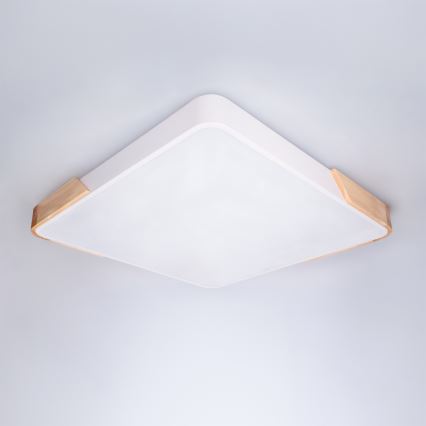Brilagi - Luminária de teto LED dimerizável PILANA LED/60W/230V 3000-6500K carvalho/branco 56x56 cm + comando remoto