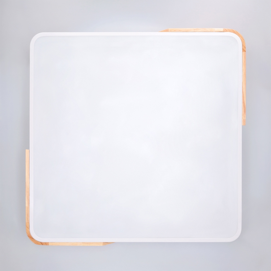 Brilagi - Luminária de teto LED dimerizável PILANA LED/60W/230V 3000-6500K carvalho/branco 56x56 cm + comando remoto