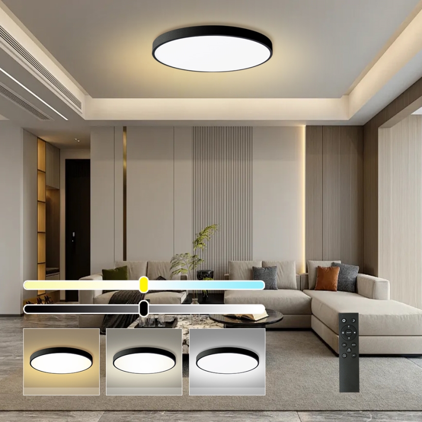 Brilagi - Luminária de teto LED dimerizável POOL SMART LED/128W/230V 3000-6000K diâmetro 100 cm Wi-Fi Tuya preta + comando remoto