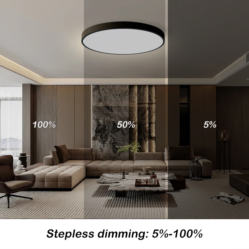 Brilagi - Luminária de teto LED dimerizável POOL SMART LED/128W/230V 3000-6000K diâmetro 100 cm Wi-Fi Tuya preta + comando remoto