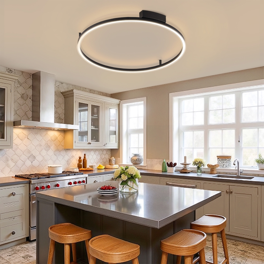 Brilagi - Candeeiro de tecto LED dimerizável PORTOFINO LED/60W/230V 3000-6000K diâmetro 80 cm preto + comando remoto