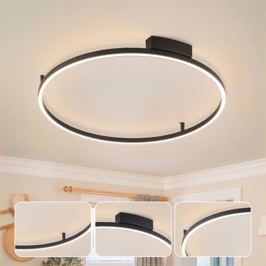 Brilagi - Candeeiro de tecto LED dimerizável PORTOFINO LED/60W/230V 3000-6000K diâmetro 80 cm preto + comando remoto