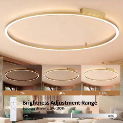Brilagi - Candeeiro de tecto LED dimerizável PORTOFINO LED/85W/230V 3000–6000K Ø 120 cm dourado + comando remoto