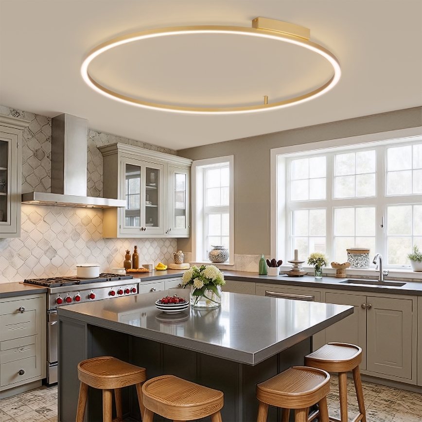 Brilagi - Candeeiro de teto LED regulável PORTOFINO LED/85W/230V 3000-6000K Ø 120 cm dourado + controlo remoto