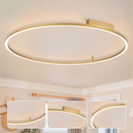 Brilagi - Candeeiro de teto LED regulável PORTOFINO LED/85W/230V 3000-6000K Ø 120 cm dourado + controlo remoto
