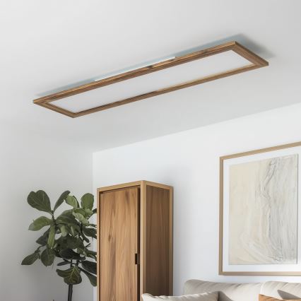 Brilagi - Candeeiro de teto LED dimerizável SLIMFRAME WOOD LED/58W/230V 124x33,7 cm 3000-6000K castanho + comando remoto