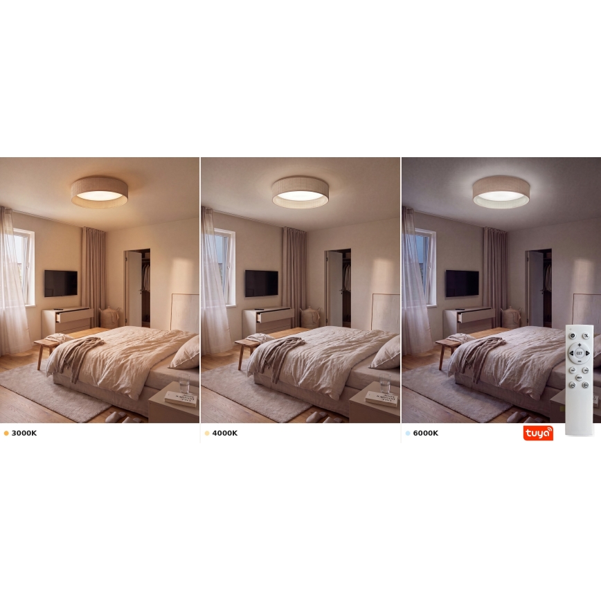 Brilagi - Luminária de teto LED dimerizável VELVET SMARTIX STARS LED/24W/230V 3000-6000K diâmetro 45 cm bege Wi-Fi Tuya Beacon + controlo remoto