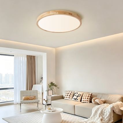 Brilagi - Candeeiro de teto LED regulável WOODLINE LED/72W/230V 3000-6000K carvalho, Ø 60 cm + comando remoto