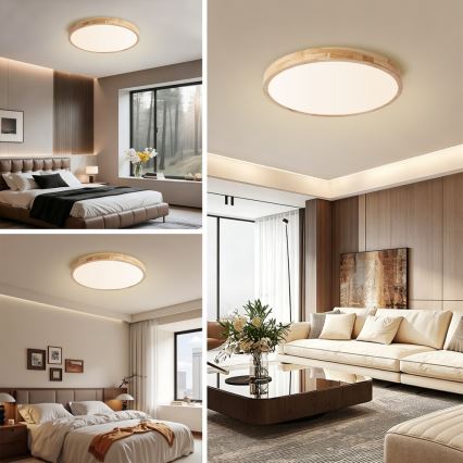 Brilagi - Candeeiro de teto LED regulável WOODLINE LED/72W/230V 3000-6000K carvalho, Ø 60 cm + comando remoto