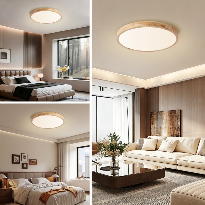 Brilagi - Candeeiro de teto LED regulável WOODLINE LED/72W/230V 3000-6000K carvalho, Ø 60 cm + comando remoto