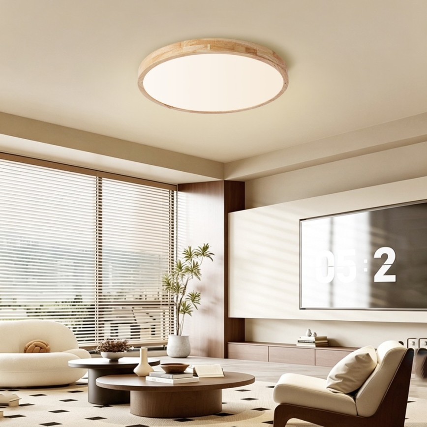Brilagi - Candeeiro de teto LED regulável WOODLINE LED/72W/230V 3000-6000K carvalho, Ø 60 cm + comando remoto