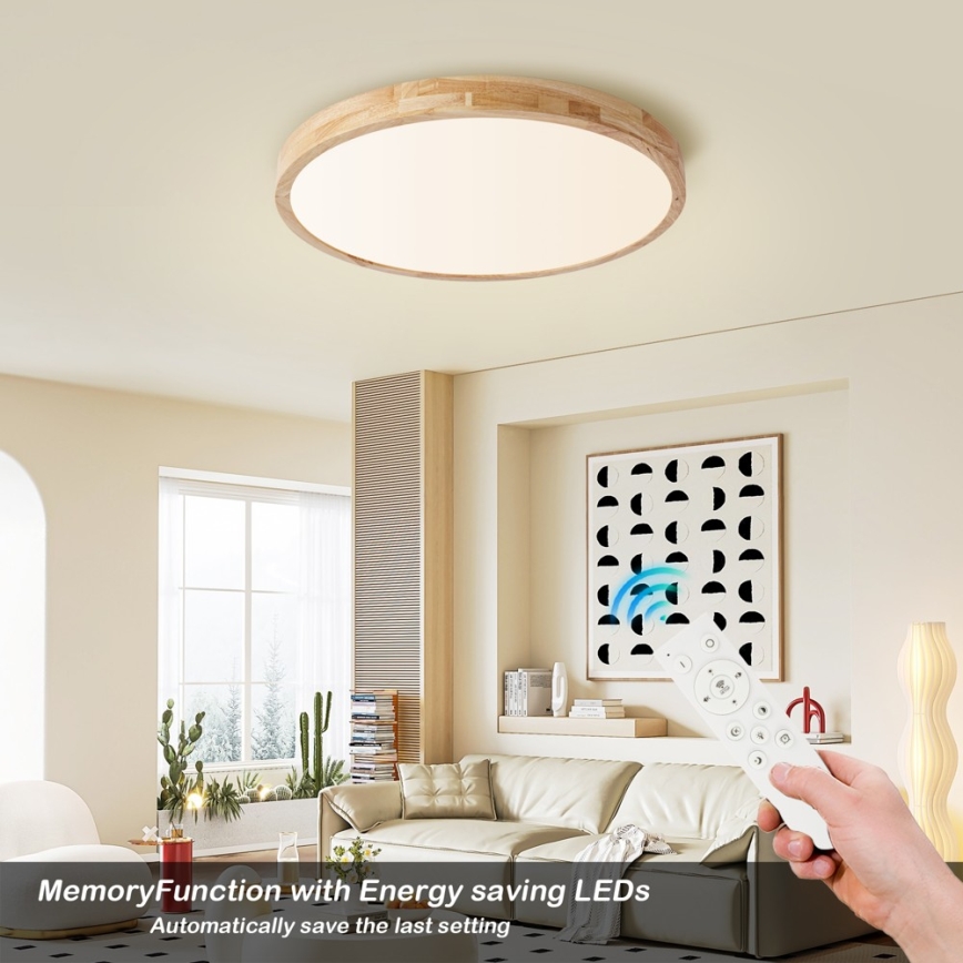 Brilagi - Candeeiro de teto LED regulável WOODLINE LED/72W/230V 3000-6000K carvalho, Ø 60 cm + comando remoto