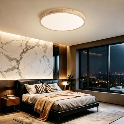 Brilagi - Candeeiro de teto LED regulável WOODLINE LED/72W/230V 3000-6000K carvalho, Ø 60 cm + comando remoto
