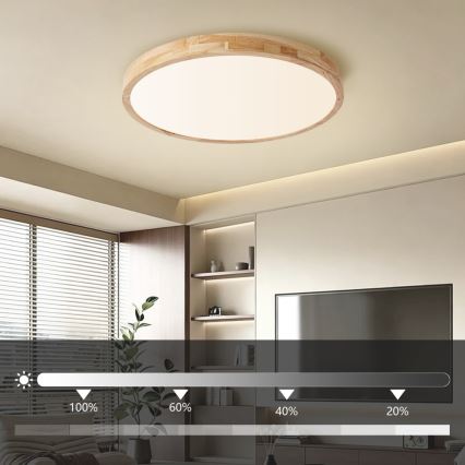 Brilagi - Candeeiro de teto LED regulável WOODLINE LED/72W/230V 3000-6000K carvalho, Ø 60 cm + comando remoto