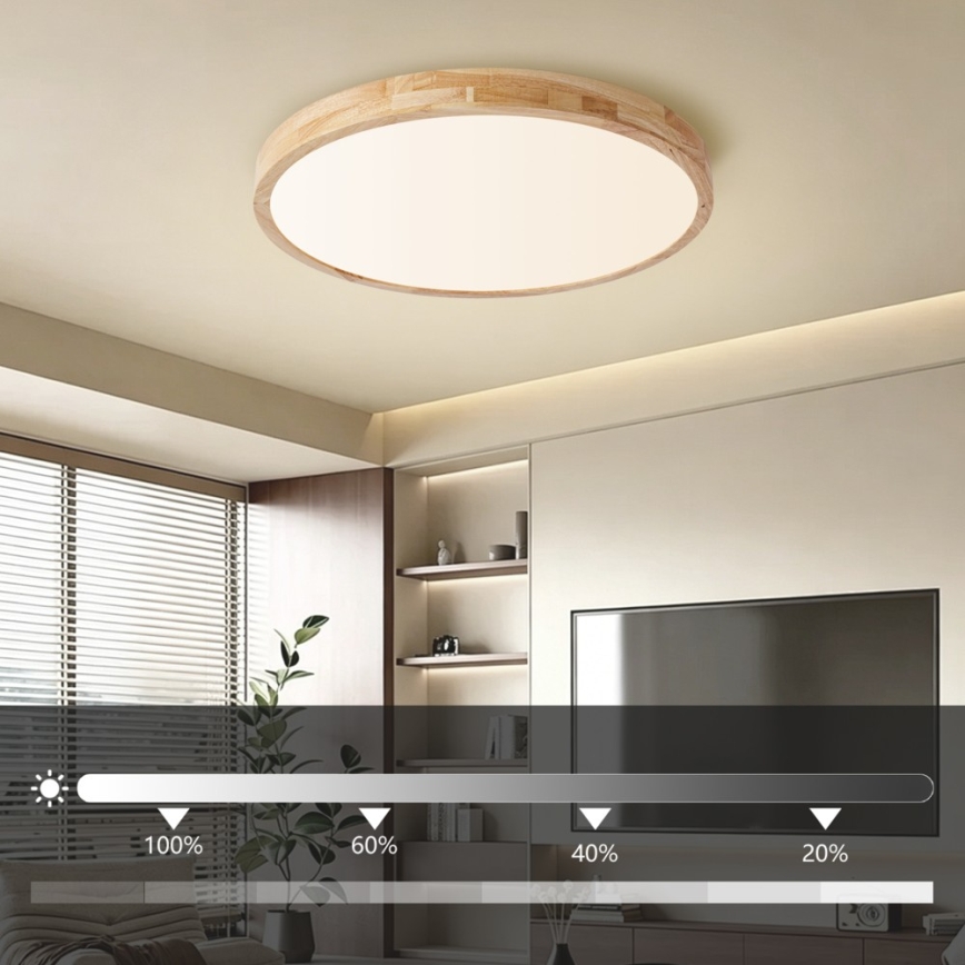 Brilagi - Candeeiro de teto LED regulável WOODLINE LED/72W/230V 3000-6000K carvalho, Ø 60 cm + comando remoto