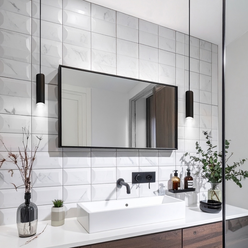 Brilagi - Candeeiro para casa de banho em fio SELE AQUA 1xGU10/30W/230V IP44 preto