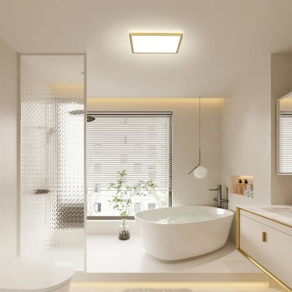 Brilagi - Candeeiro de tecto LED para casa de banho ULTRA SLIM LED/18W/230V 30x30 cm dourado IP54