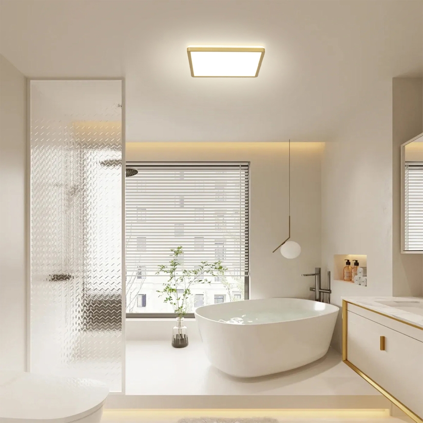 Brilagi - Candeeiro de tecto LED para casa de banho ULTRA SLIM LED/18W/230V 30x30 cm dourado IP54