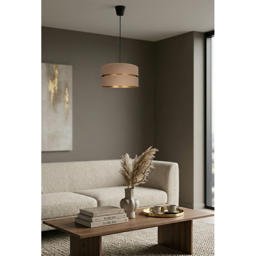 Brilagi - Candeeiro pendente com cabo DUO-DUO 1xE27/60W/230V Ø 40 cm bege/dourado