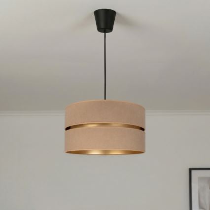 Brilagi - Candeeiro pendente com cabo DUO-DUO 1xE27/60W/230V Ø 40 cm bege/dourado