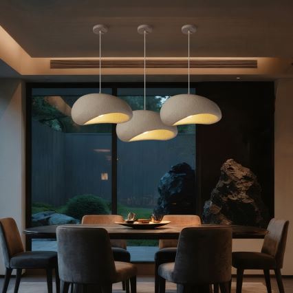 BRILAGI - Candeeiro pendente com cabo WABI SABI 1xE27/60W/230V Ø 40 cm branco