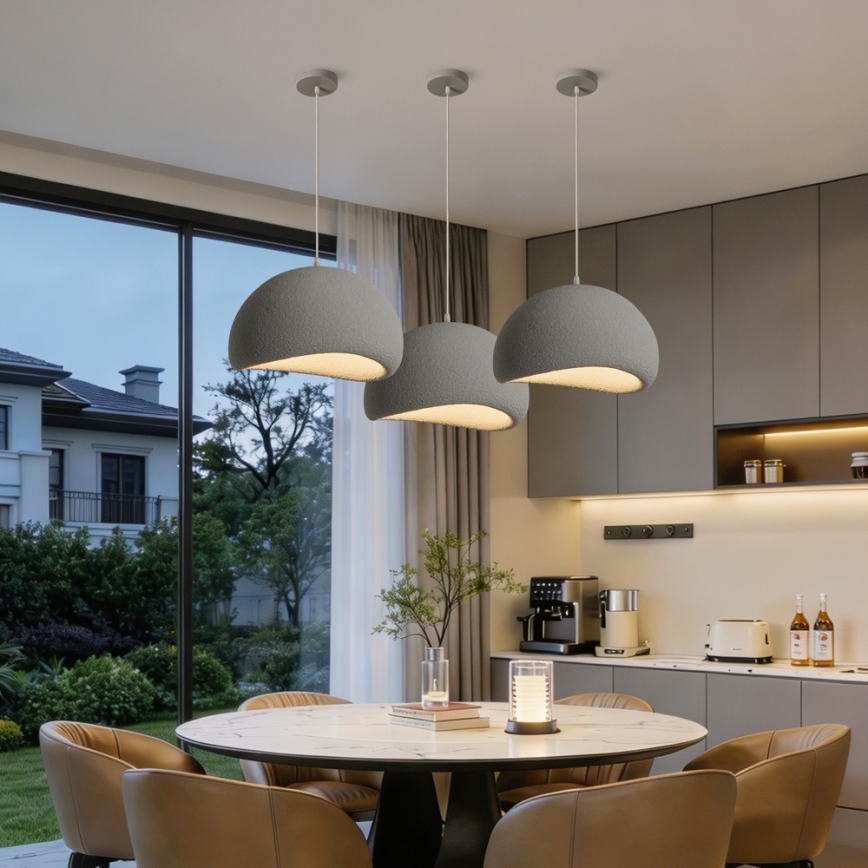BRILAGI - Candeeiro pendente com cabo WABI SABI 1xE27/60W/230V Ø 40 cm cinzento