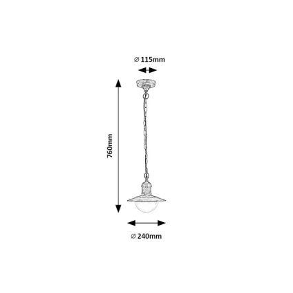 Brilagi - Candeeiro pendente de exterior MOLDE 1xE27/60W IP44 bronze/pátina