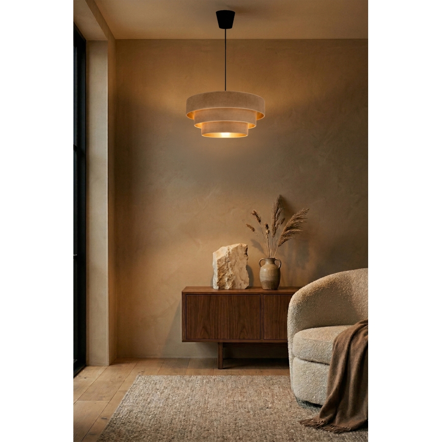 Brilagi - Candeeiro pendente em cabo LUNETA 1xE27/60W/230V Ø 40 cm bege/dourado