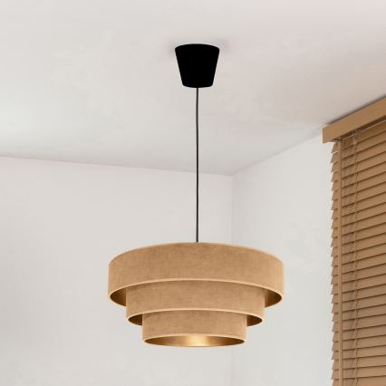 Brilagi - Candeeiro pendente em cabo LUNETA 1xE27/60W/230V Ø 40 cm bege/dourado