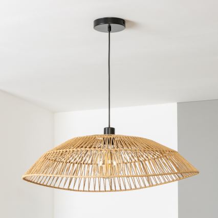 Brilagi - Candeeiro pendente LED CERIA BOHO 1xE27/40W/230V, diâmetro 70 cm, castanho