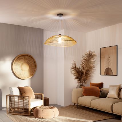 Brilagi - Candeeiro pendente LED CERIA BOHO 1xE27/40W/230V, diâmetro 70 cm, castanho