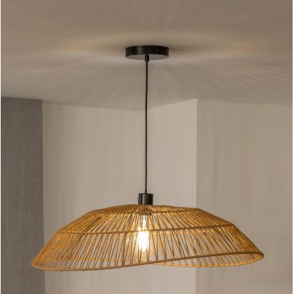 Brilagi - Candeeiro pendente LED CERIA BOHO 1xE27/40W/230V, diâmetro 70 cm, castanho