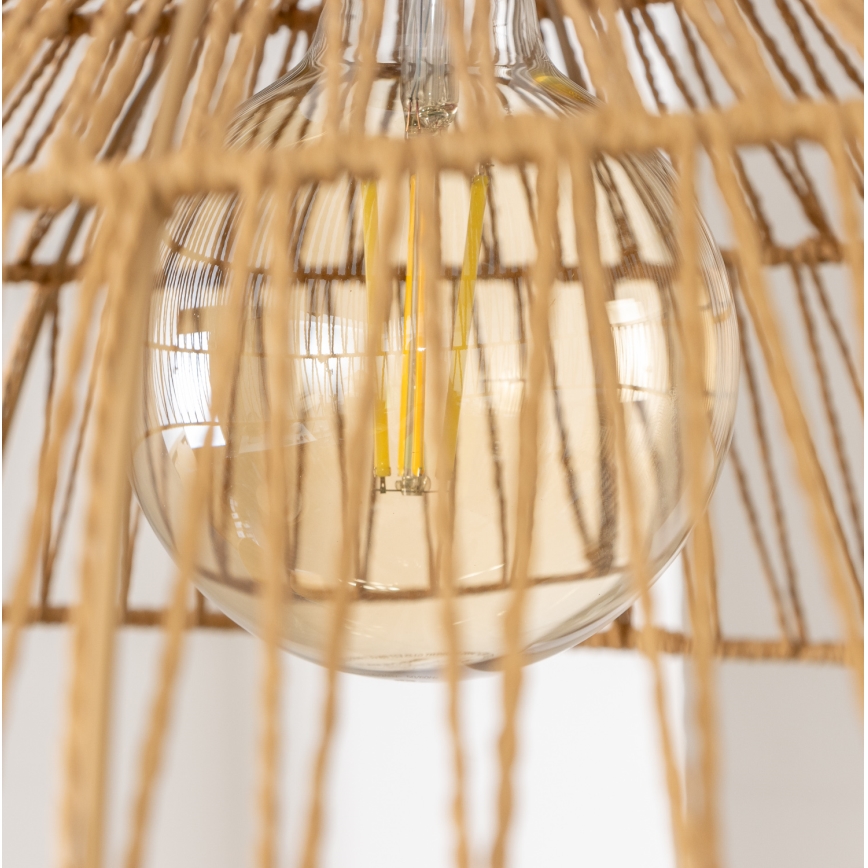 Brilagi - Candeeiro pendente LED CERIA BOHO 1xE27/40W/230V, diâmetro 70 cm, castanho