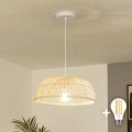 Brilagi - Candeeiro pendente LED CERIA BOHO com cabo 1xE27/40W/230V Ø 40 cm rattan