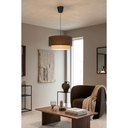 Brilagi - Candeeiro pendente LED em cabo BOHO ECO 1xE27/10W/230V Ø 40 cm castanho/creme