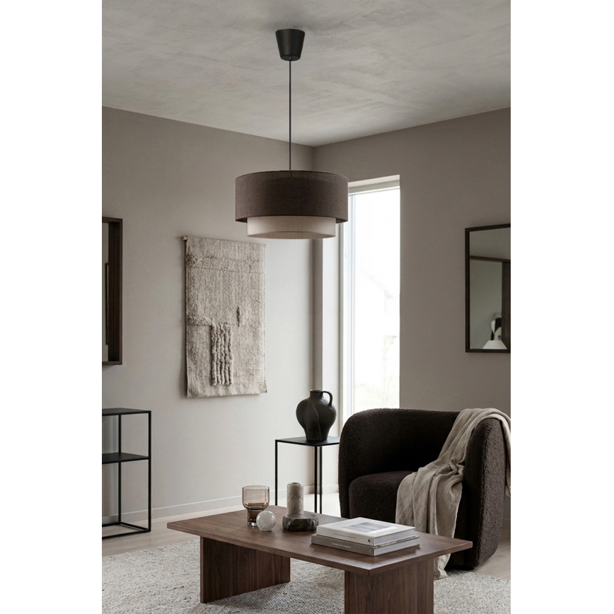 Brilagi - Candeeiro pendente LED em cabo BOHO ECO 1xE27/10W/230V Ø 40 cm castanho/creme