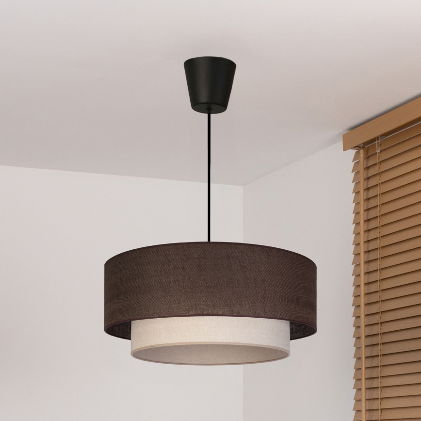 Brilagi - Candeeiro pendente LED em cabo BOHO ECO 1xE27/10W/230V Ø 40 cm castanho/creme