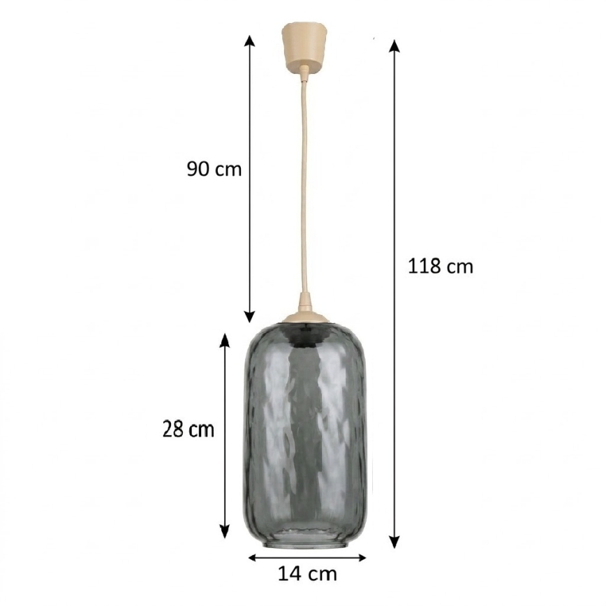 BRILAGI - Lustre LED suspenso por cabo RETRO GLASS 1xE27/60W/230V Ø 14 cm bege/cinzento fumê