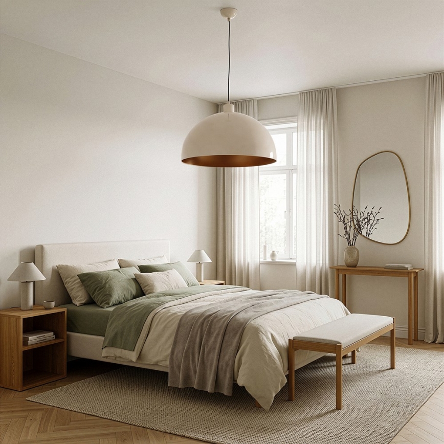 BRILAGI - Candeeiro pendente LED METALO com cabo 1xE27/40W/230V Ø 40 cm bege/cobre