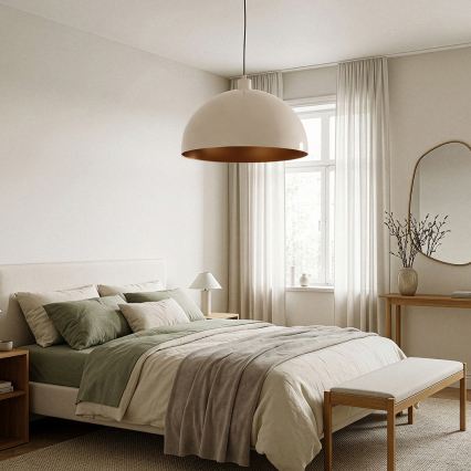 BRILAGI - Candeeiro pendente LED METALO com cabo 1xE27/40W/230V Ø 40 cm bege/cobre