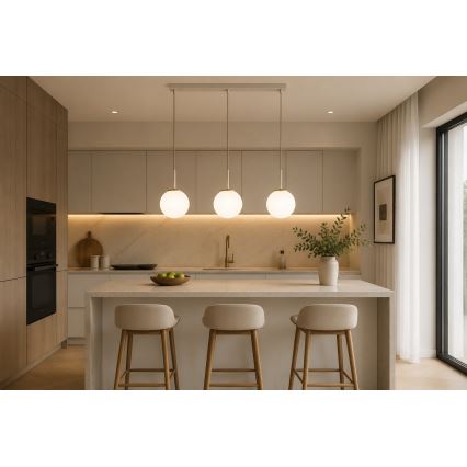 BRILAGI - Candeeiro pendente MILO com cabo, 3xE27/60W/230V, bege/dourado