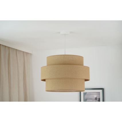 Brilagi - Candeeiro suspenso em cabo SPACE YUTE 1xE27/15W/230V diâmetro 50 cm bege/branco