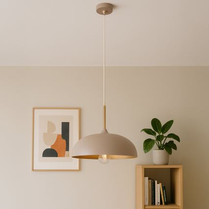 Brilagi - Candeeiro suspenso ABRAHAM 1xE27/60W/230V diâmetro 35 cm bege