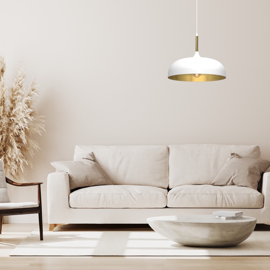 Brilagi - Candeeiro suspenso ABRAHAM 1xE27/60W/230V diâmetro 35 cm branco